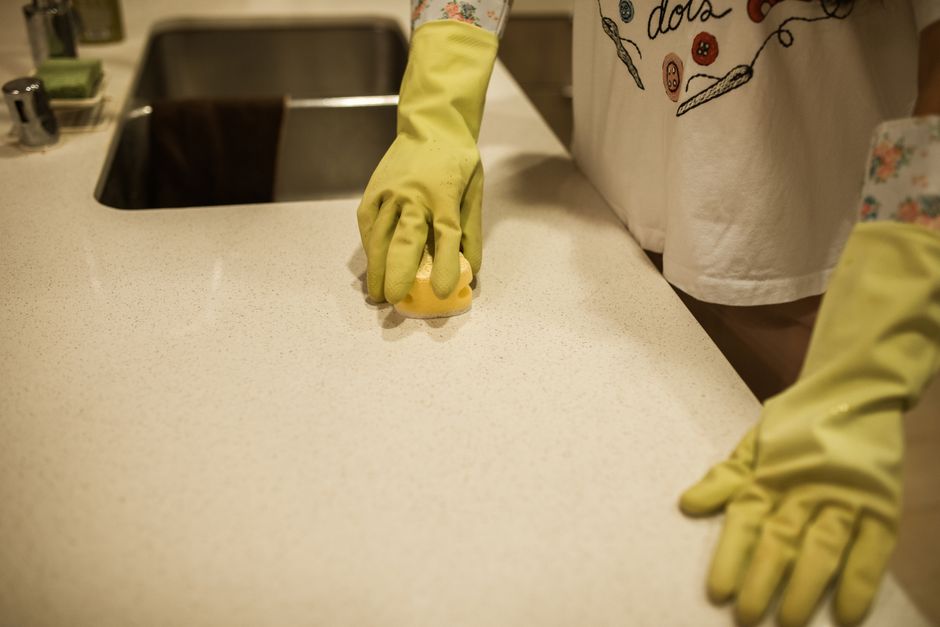 Cleaning kitchen counter