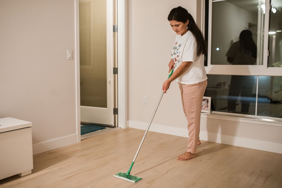 Mopping hardwood floor